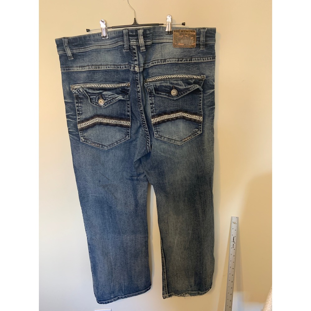 Axe & Crown New Haven Jean  38x30 Slim Boot Heavy Embroidered  Flap Pocket Y2K